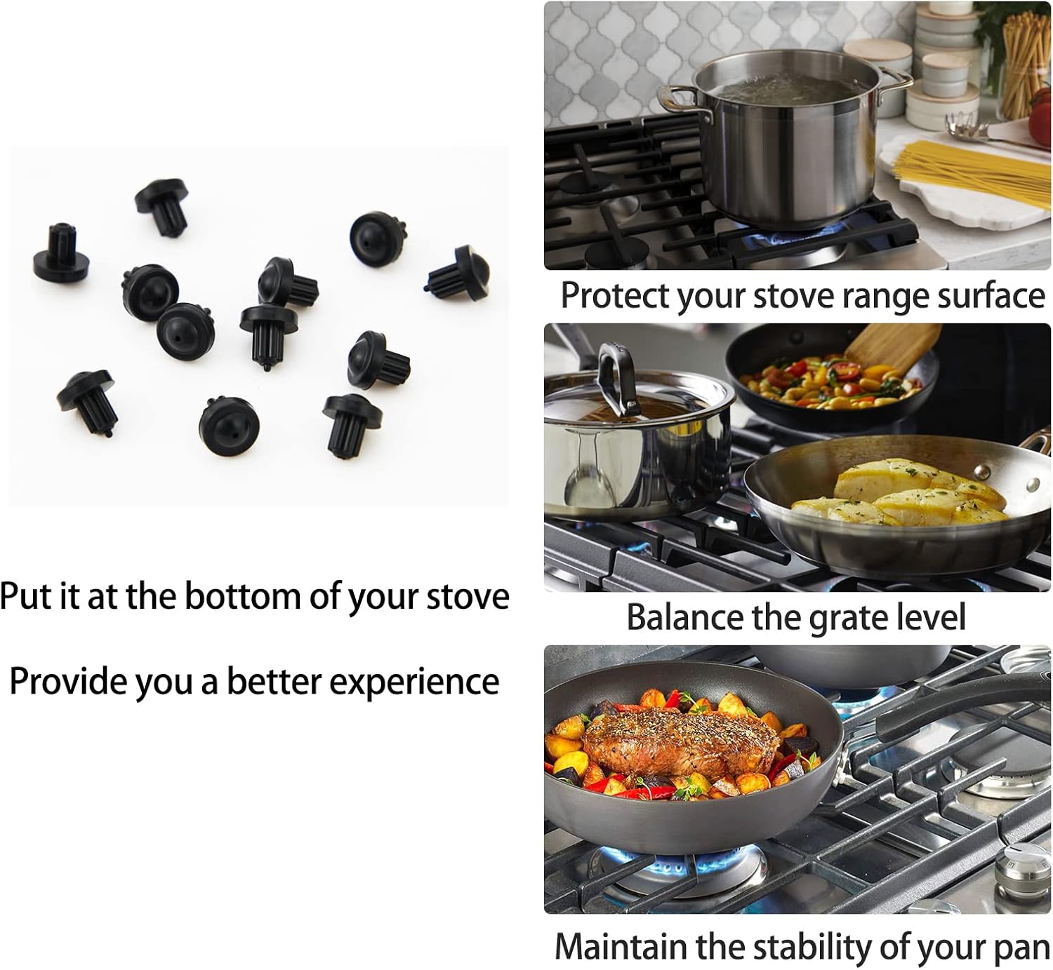 12Pcs 5304475129 Rubber Grate Feet Replacement for Frigidaire Gas Range Cooktop - AP4499988 Stove Parts Protector Bumpers