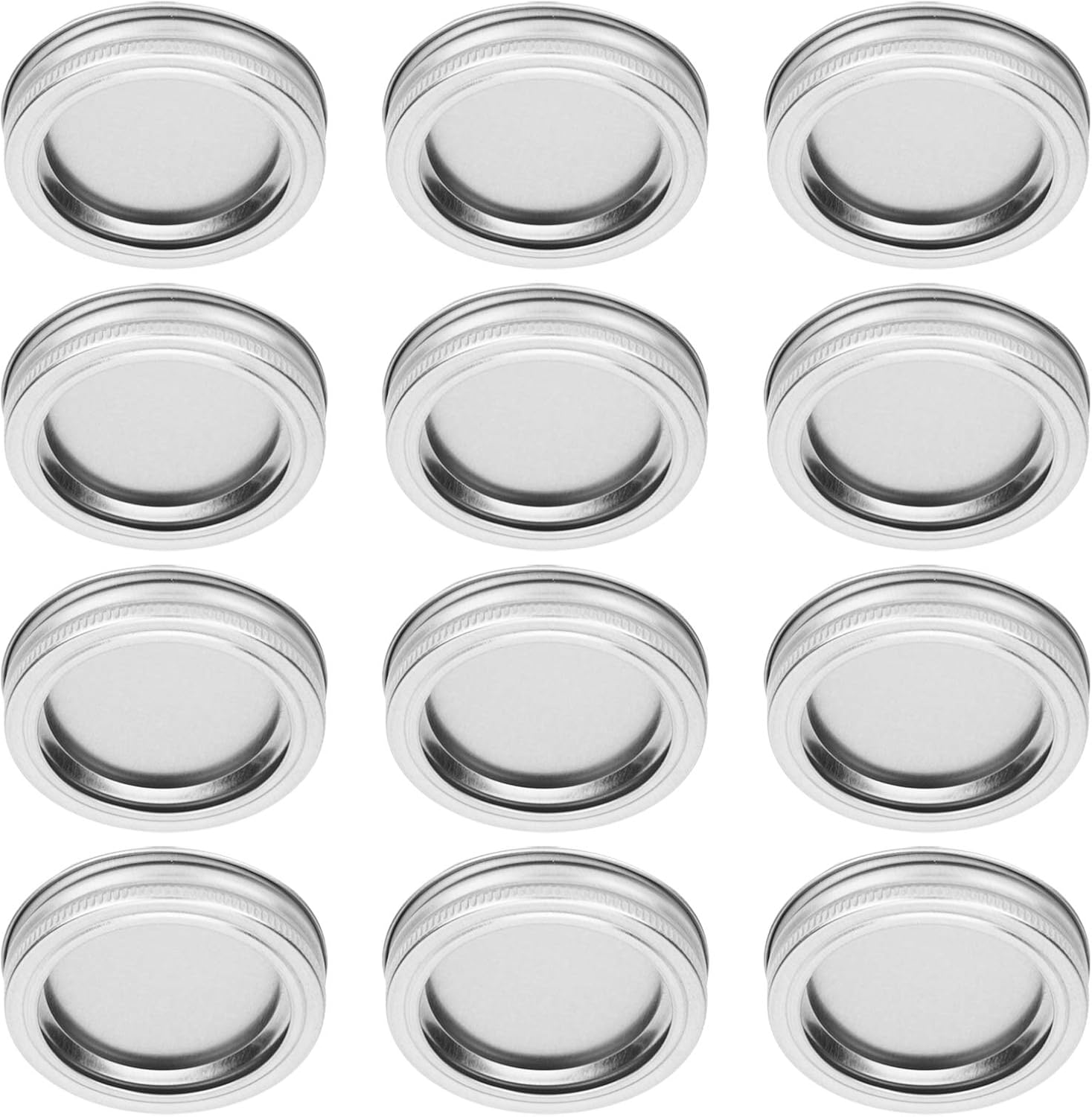 12pcs Aramox 70mm Round Regular Mouth SplitType Jar Lid Container Sealing Cover - Leakproof Honey Canning Kitchen Storage - Sturdy Silver Cover