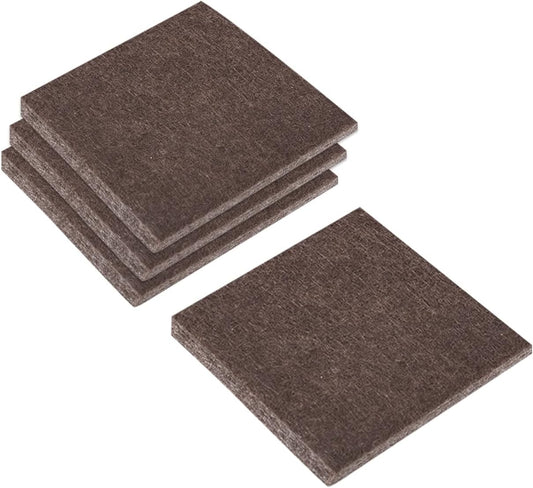 12Pcs Brown Self Adhesive Felt Furniture Pads 2"x2" Square Floor Protectors for Furniture Legs Hardwood Floor - Anti Scratch & Cuttable