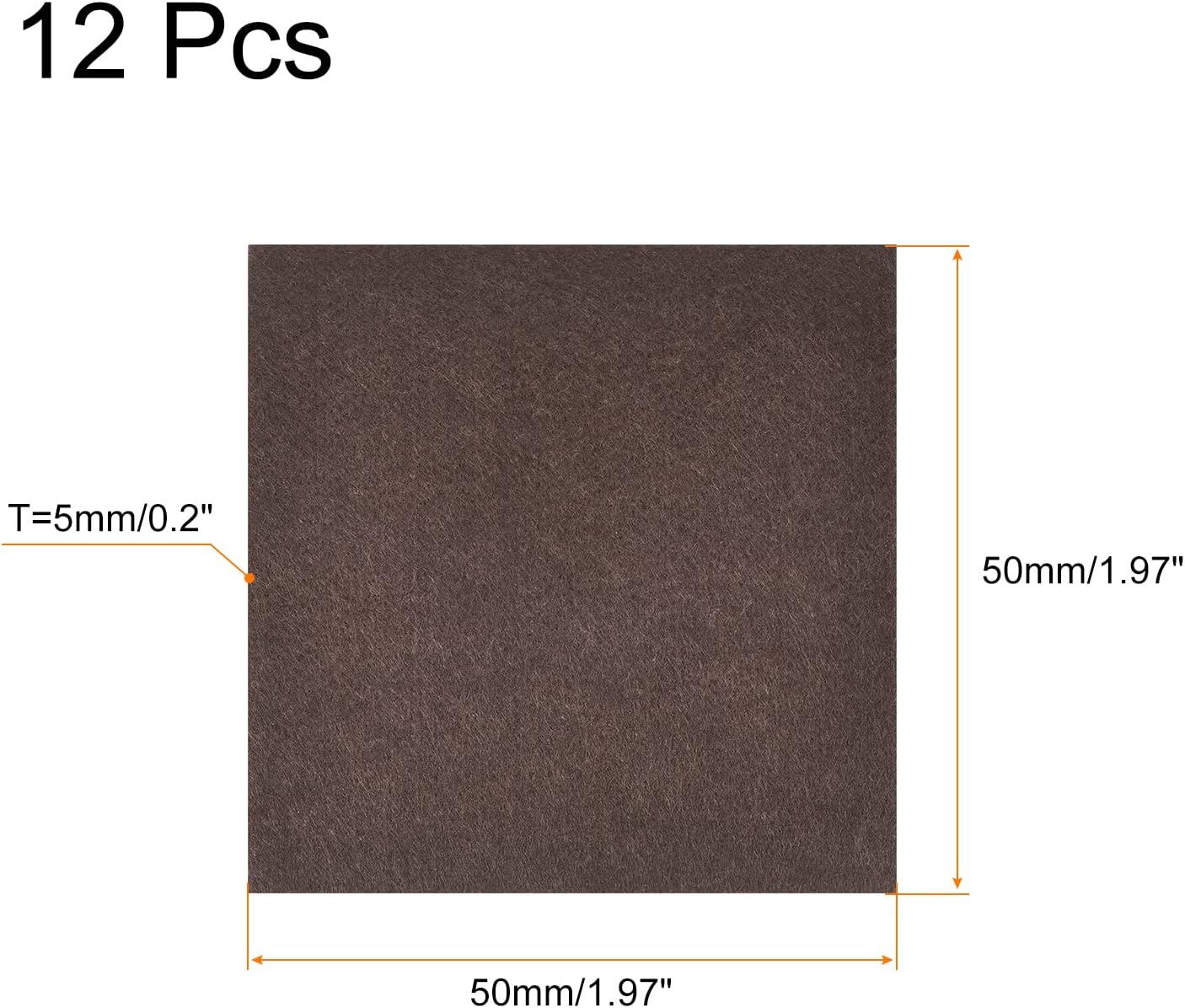 12Pcs Brown Self Adhesive Felt Furniture Pads 2"x2" Square Floor Protectors for Furniture Legs Hardwood Floor - Anti Scratch & Cuttable