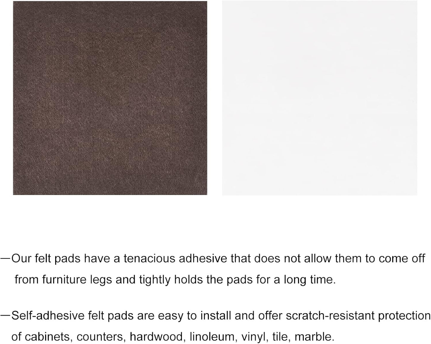 12Pcs Brown Self Adhesive Felt Furniture Pads 2"x2" Square Floor Protectors for Furniture Legs Hardwood Floor - Anti Scratch & Cuttable
