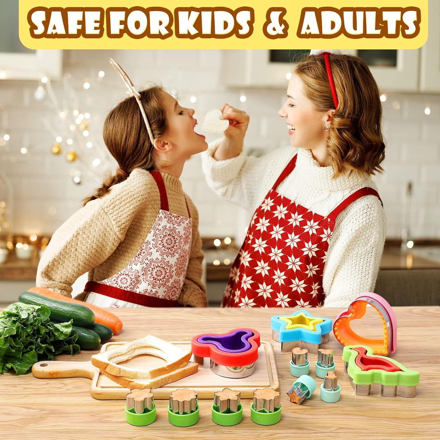 12Pcs Elfkitwang Dinosaur, Heart, and Star Sandwich Cutter and Sealer Set - Child-Friendly Food Grade Vegetable Cookie Mould