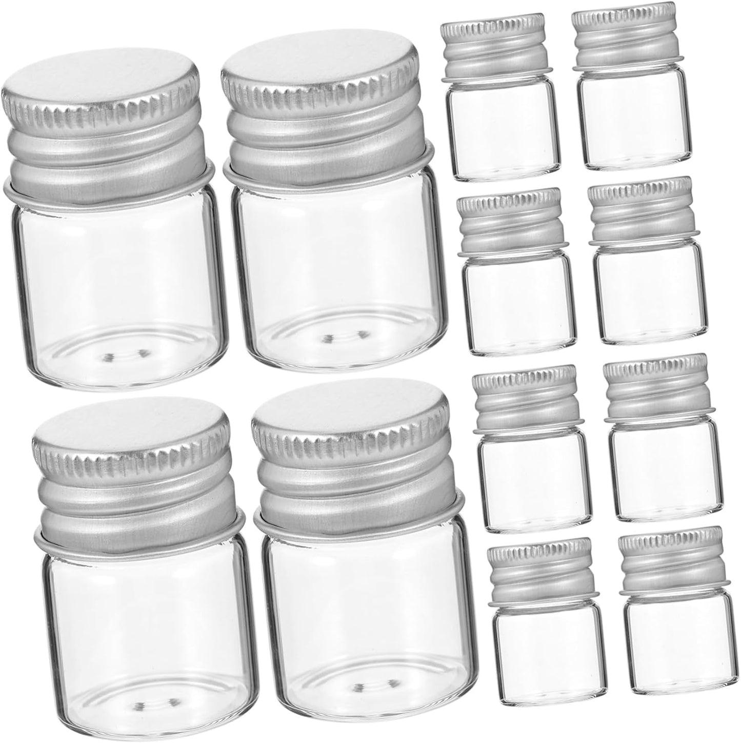 12PCS Glass Storage Jars with Aluminum Stoppers - Sealed Containers for Food Grains, Tea, and Sugar