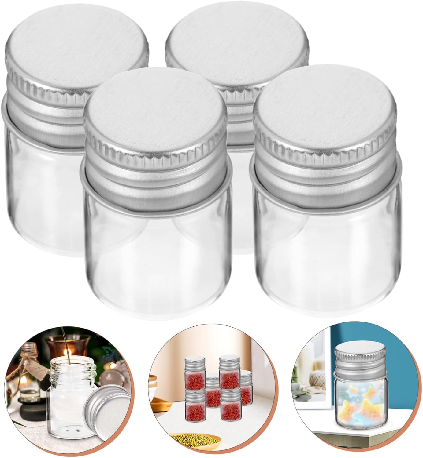 12PCS Glass Storage Jars with Aluminum Stoppers - Sealed Containers for Food Grains, Tea, and Sugar