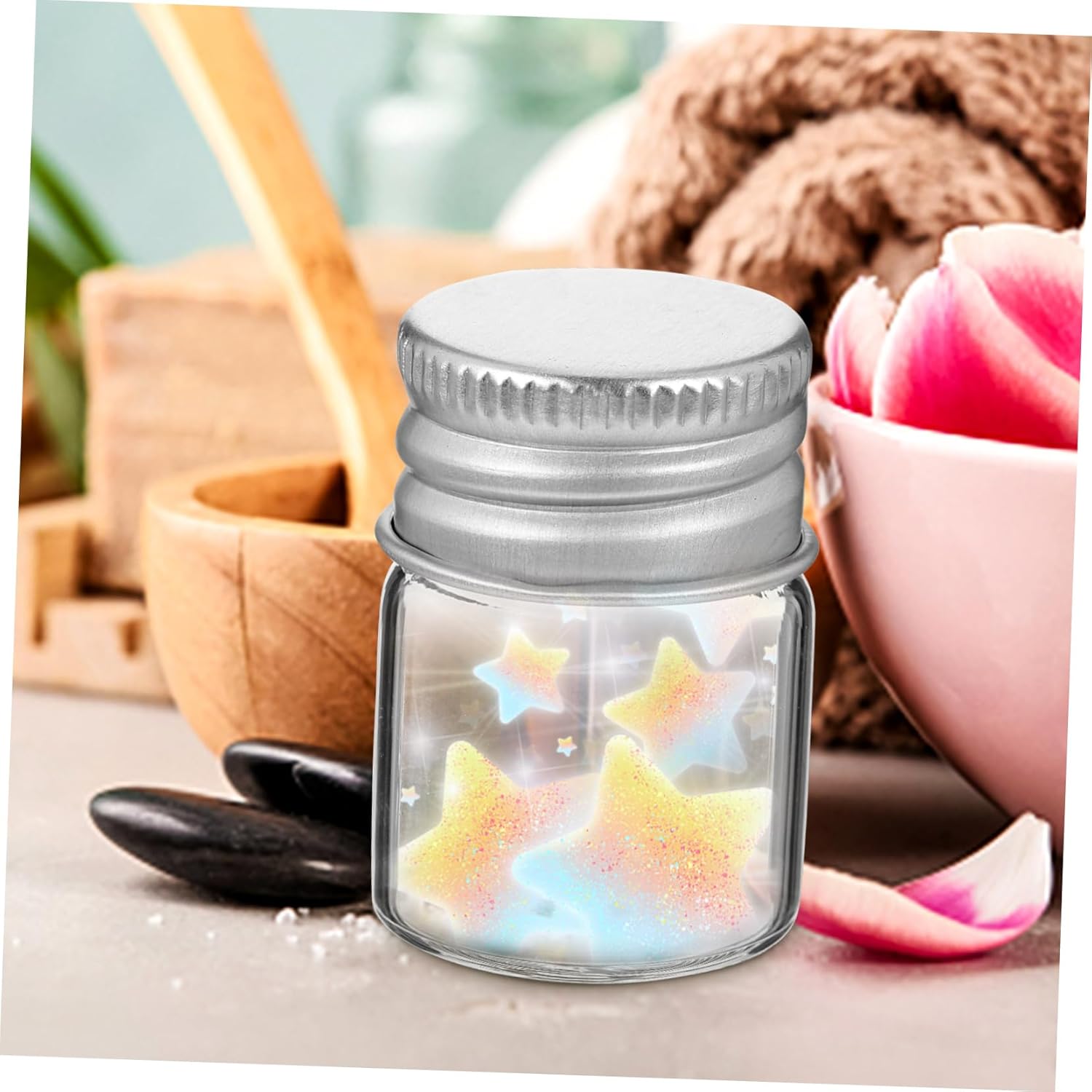 12PCS Glass Storage Jars with Aluminum Stoppers - Sealed Containers for Food Grains, Tea, and Sugar