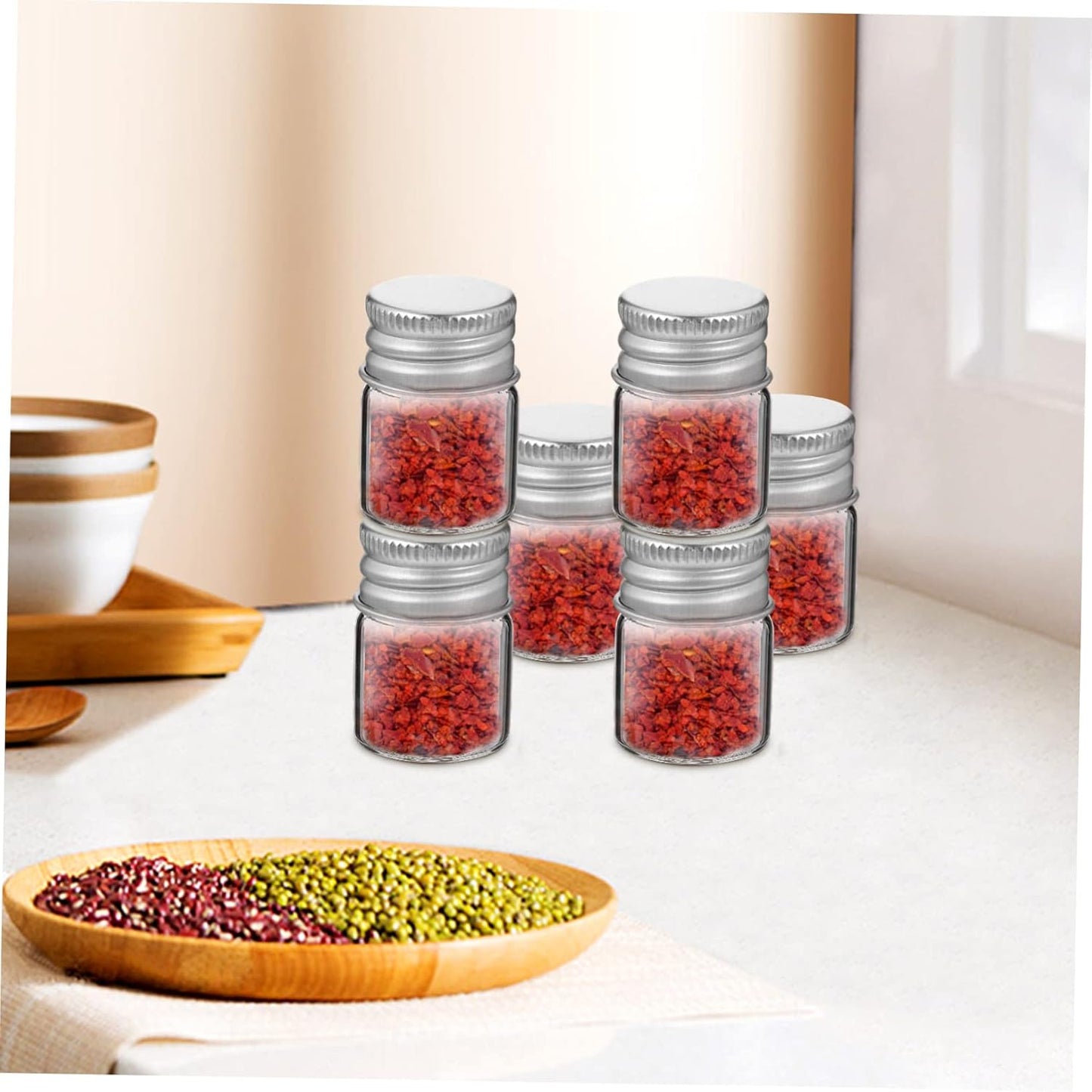 12PCS Glass Storage Jars with Aluminum Stoppers - Sealed Containers for Food Grains, Tea, and Sugar