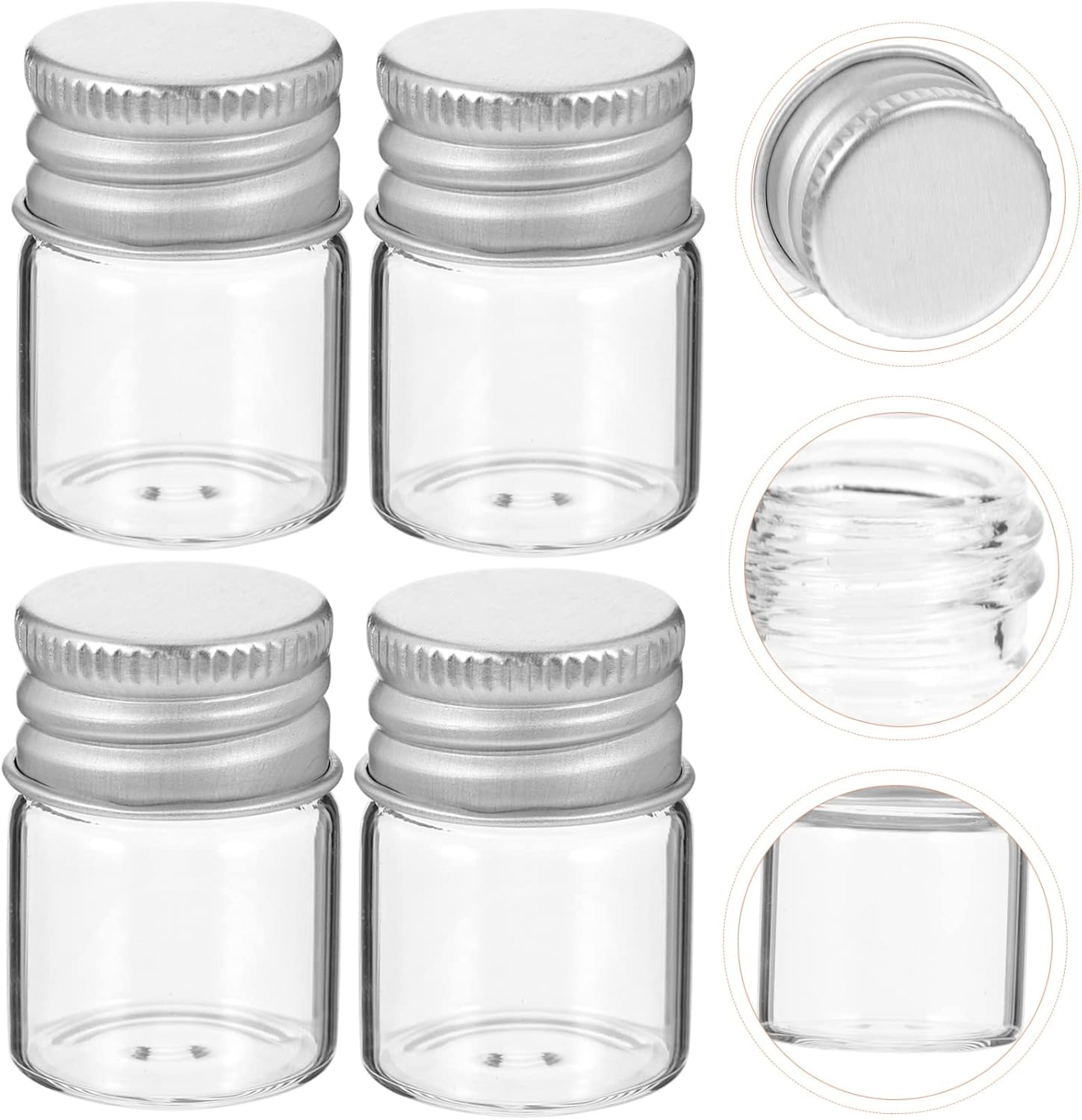 12PCS Glass Storage Jars with Aluminum Stoppers - Sealed Containers for Food Grains, Tea, and Sugar