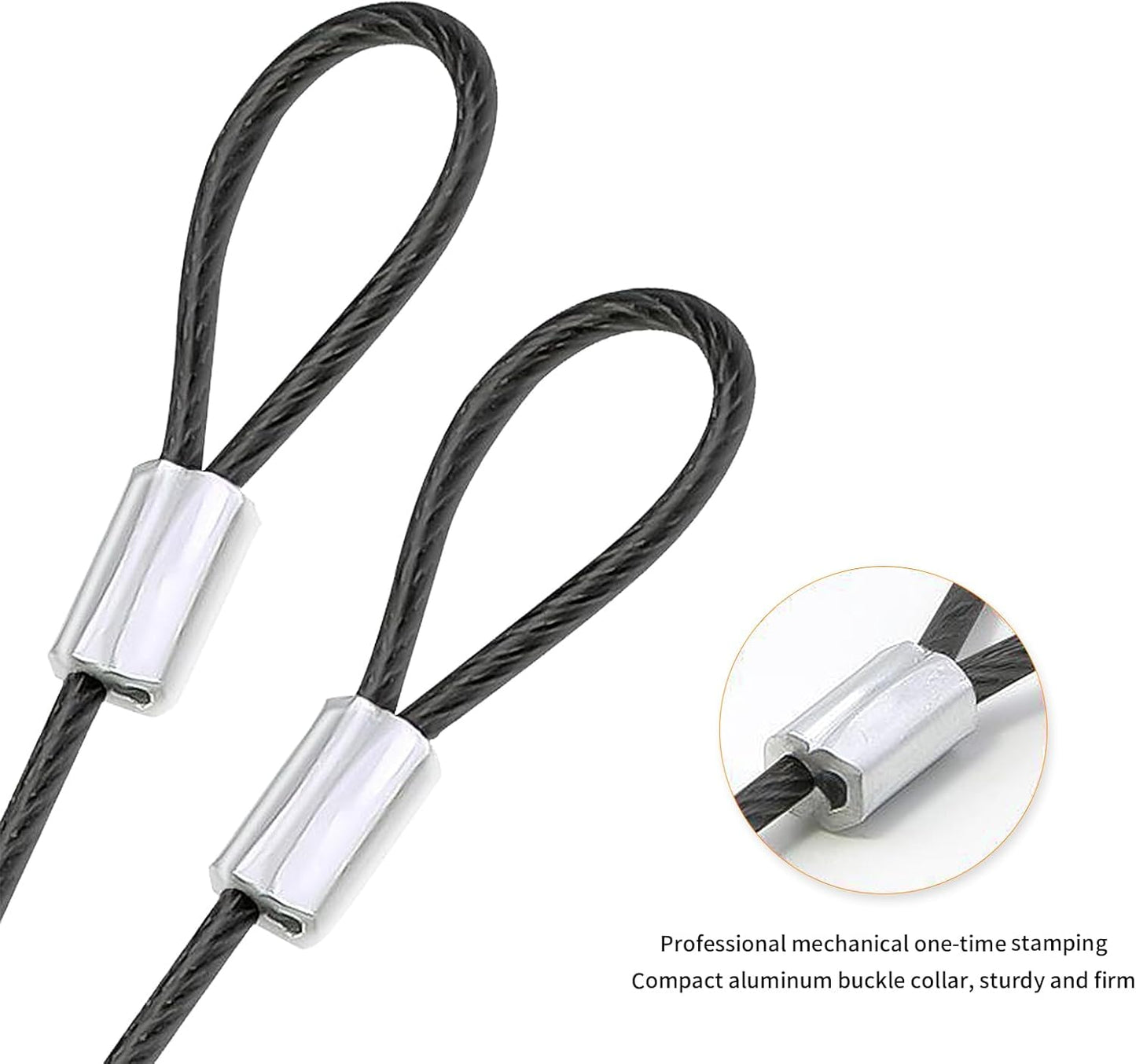 12Pcs PENCK 5-inch Black Vinyl Coated Security Cable with Loops - 2mm Stainless Steel Wire Rope for Luggage and Stage Lighting