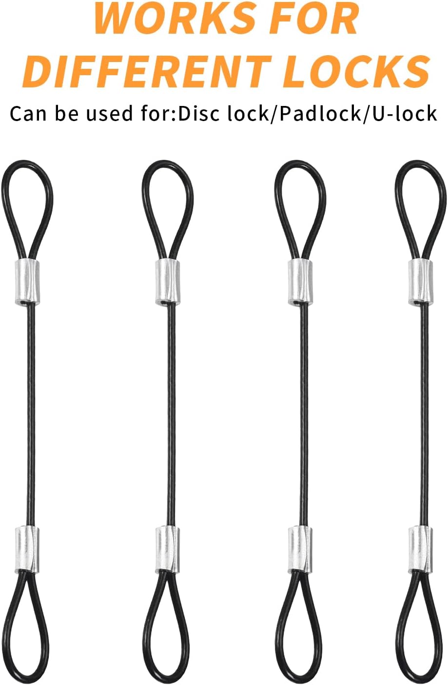 12Pcs PENCK 5-inch Black Vinyl Coated Security Cable with Loops - 2mm Stainless Steel Wire Rope for Luggage and Stage Lighting