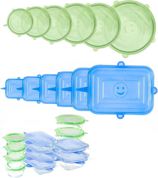 12PCS Soft Silicone Lids Replacement for Snapware Containers - Heat and Cold Resistant