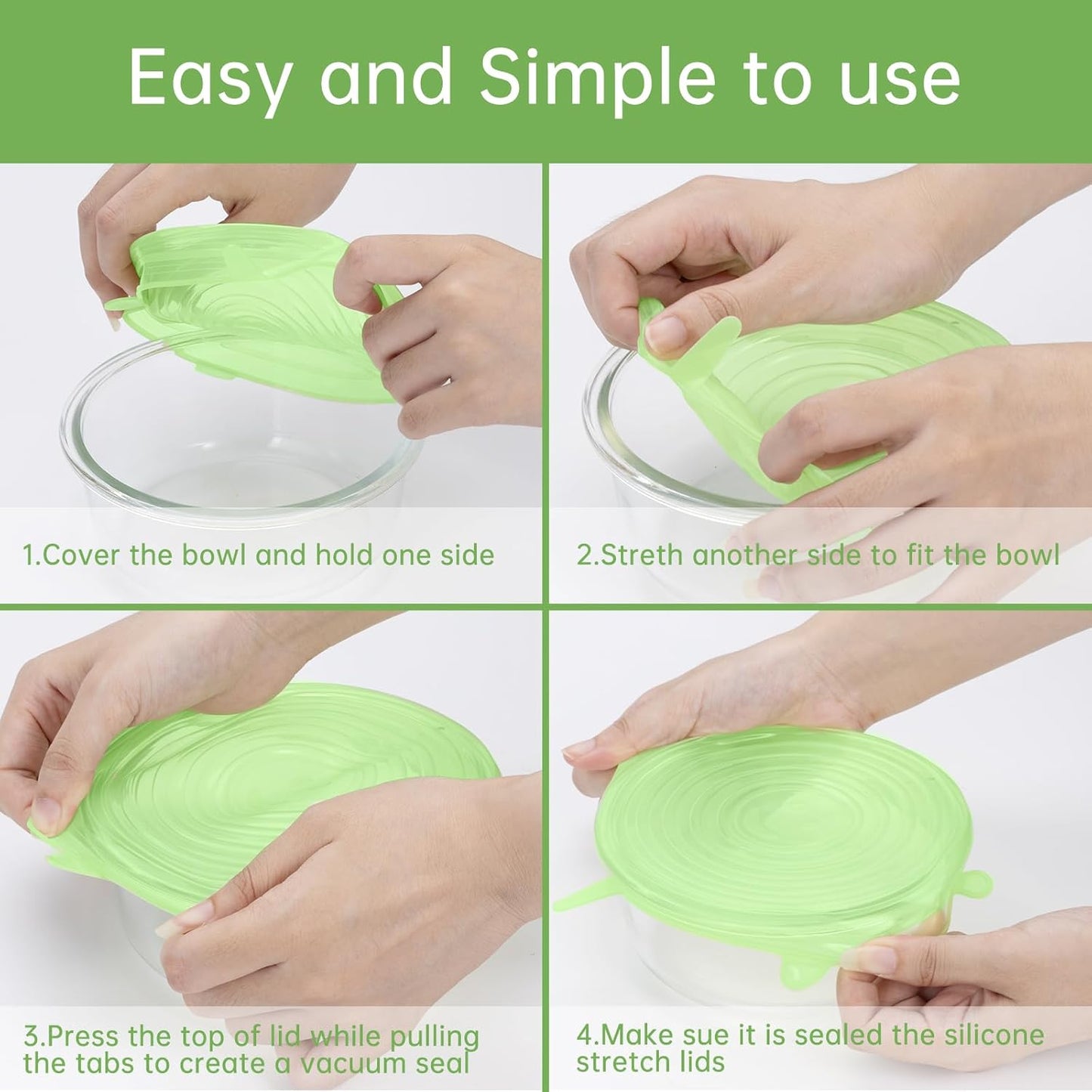 12PCS Soft Silicone Lids Replacement for Snapware Containers - Heat and Cold Resistant