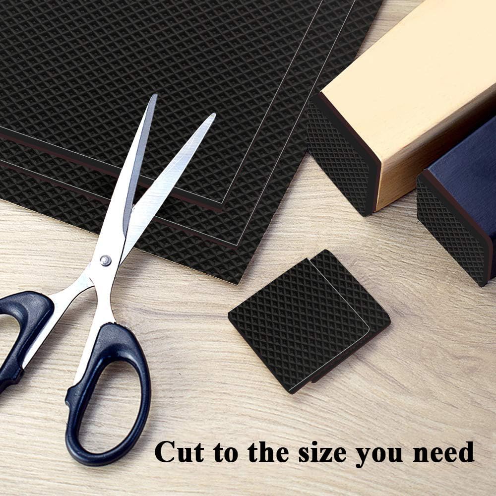 12pcs Yelanon Non Slip Furniture Pads - 4" Furniture Grippers for Hardwood Floors - Self Adhesive Rubber Feet for Anti Slide Protection - Couch Stoppers for Furniture Legs
