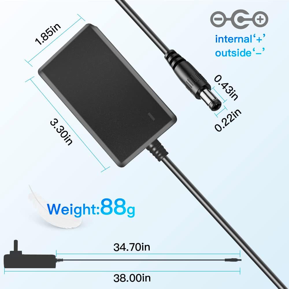 12V 1.5A AC/DC Power Supply Adapter with Power Cord Plug for LED Light Motor Fan Router CCTV - 18W 100-240V AC to DC 12V Transformer