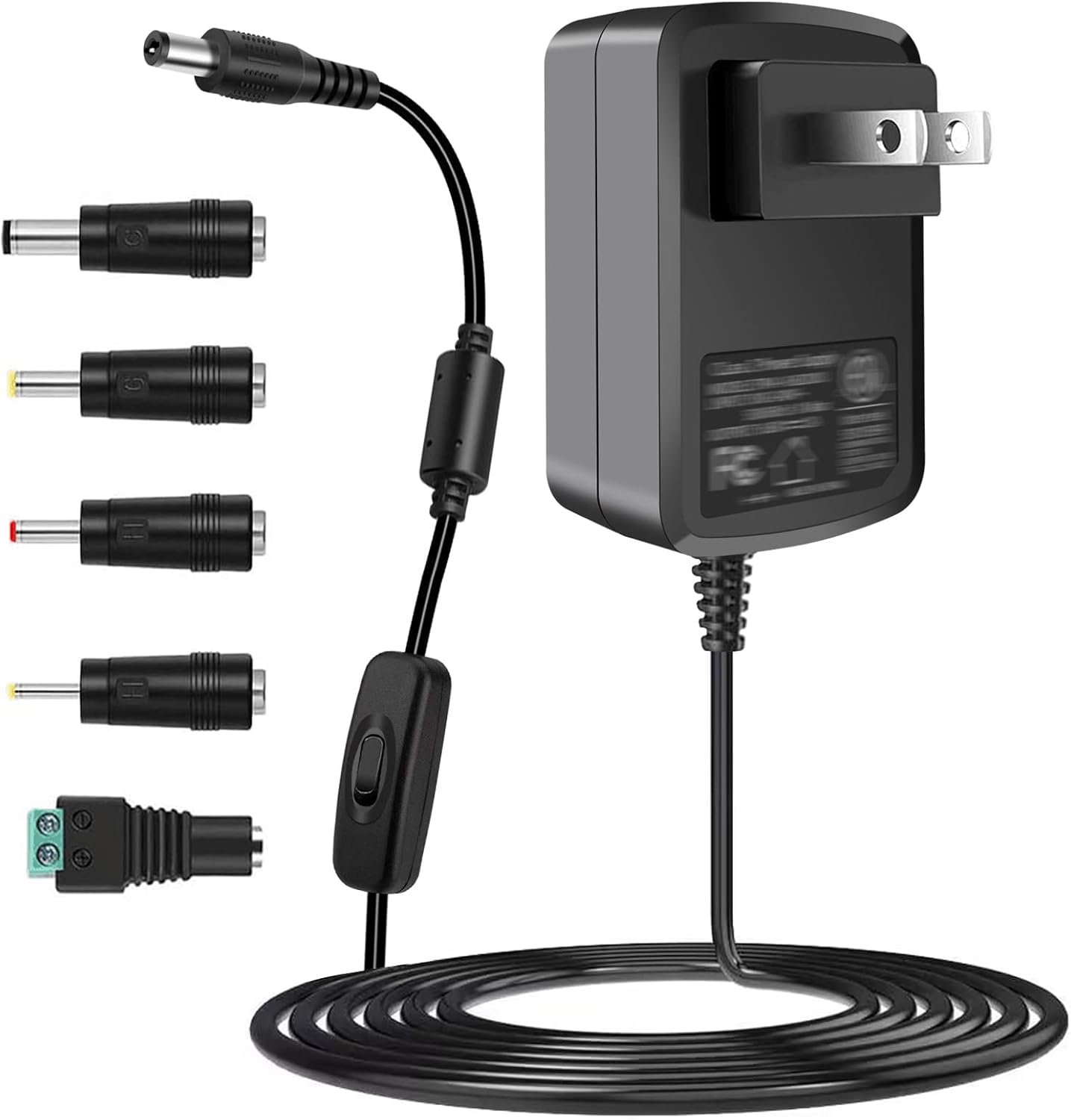 12V 2A DC Power Supply Adapter with Switch for Yamaha Keyboard, Record Player, LED Strip Lights - 100-240Vac to DC 12V 2A 24W Transformer