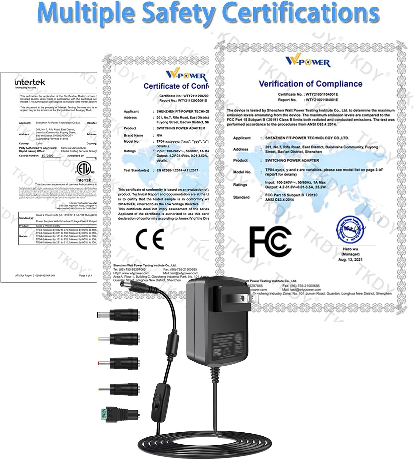 12V 2A DC Power Supply Adapter with Switch for Yamaha Keyboard, Record Player, LED Strip Lights - 100-240Vac to DC 12V 2A 24W Transformer
