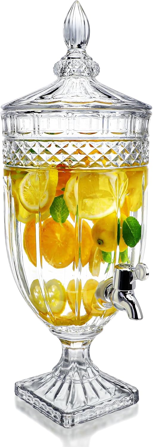 1.3 Gallon Glass Beverage Dispenser with Spigot - Ideal for Parties, Weddings, and Bars - Leak Proof Juice Server