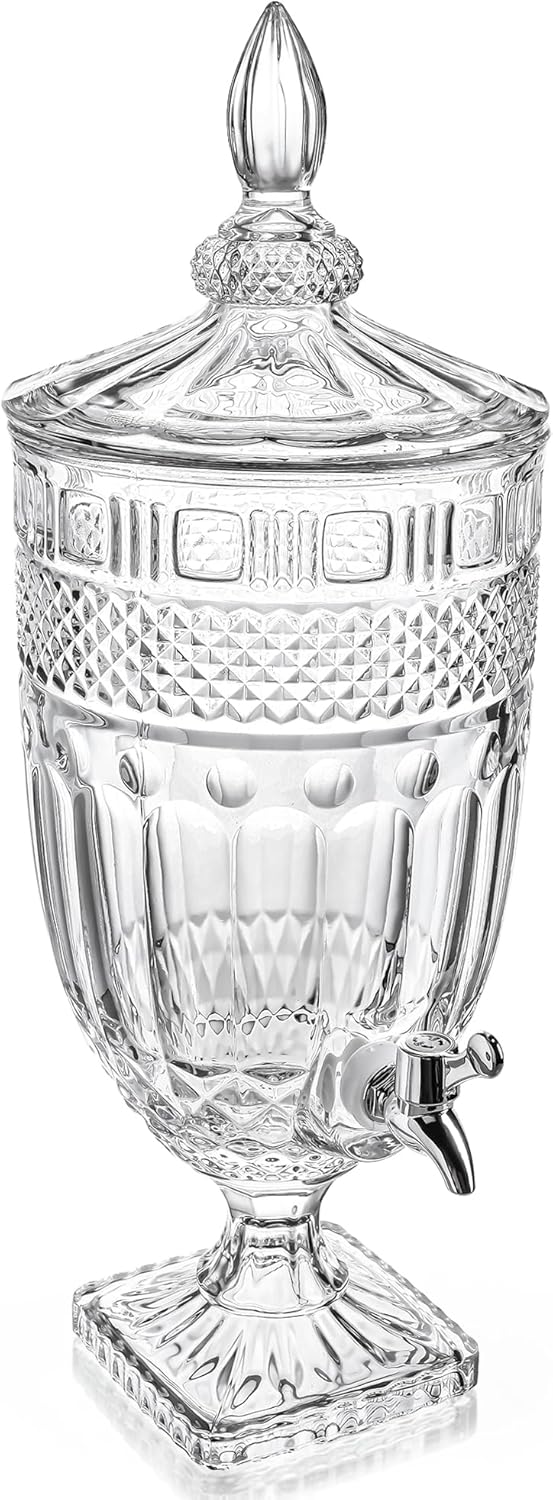 1.3 Gallon Glass Beverage Dispenser with Spigot - Ideal for Parties, Weddings, and Bars - Leak Proof Juice Server