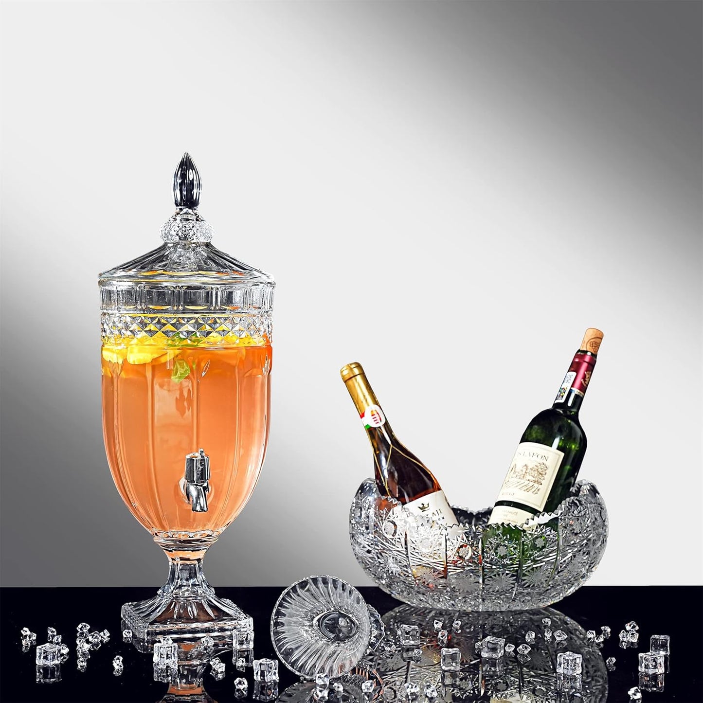 1.3 Gallon Glass Beverage Dispenser with Spigot - Ideal for Parties, Weddings, and Bars - Leak Proof Juice Server