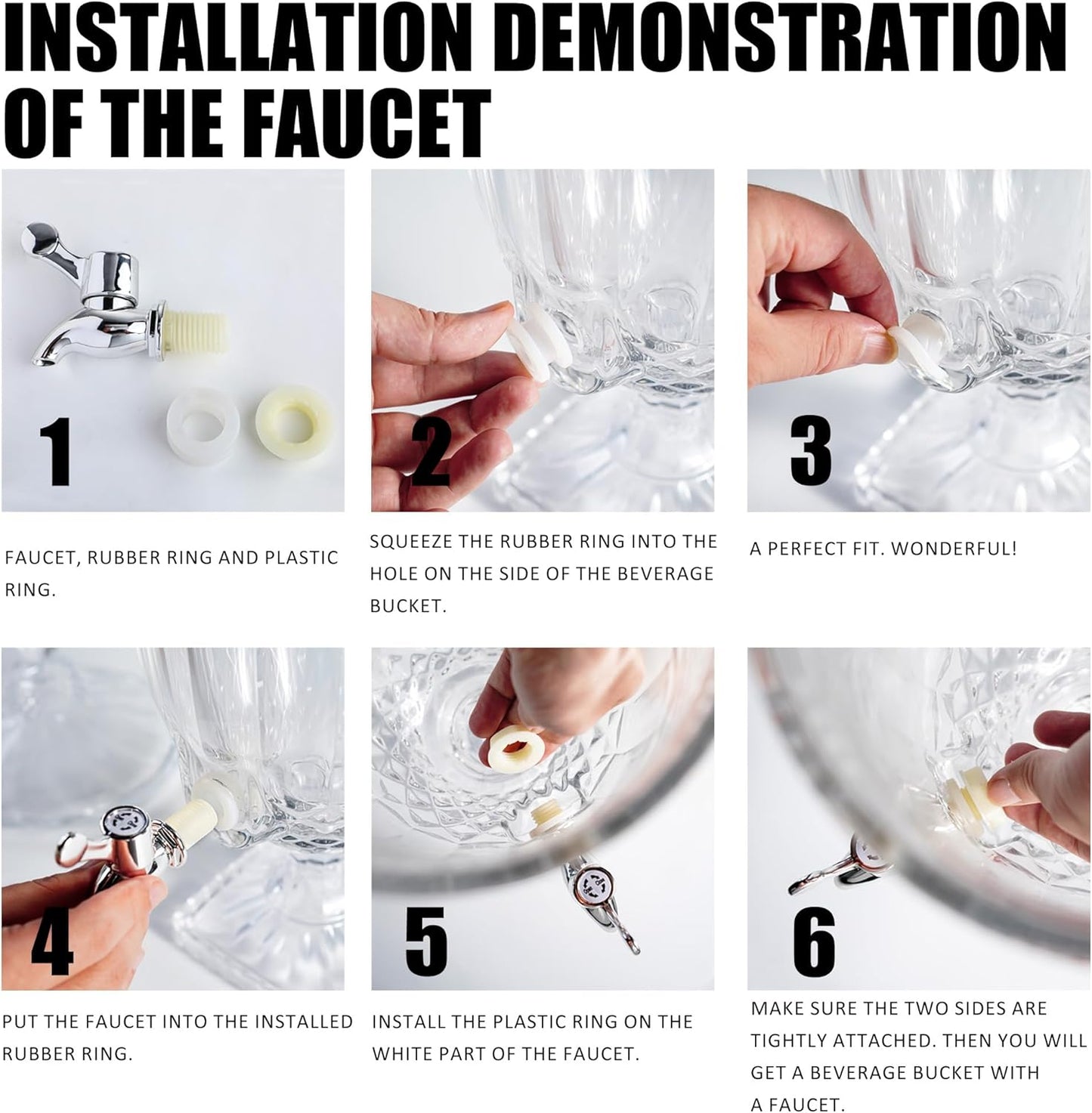 1.3 Gallon Glass Beverage Dispenser with Spigot - Ideal for Parties, Weddings, and Bars - Leak Proof Juice Server