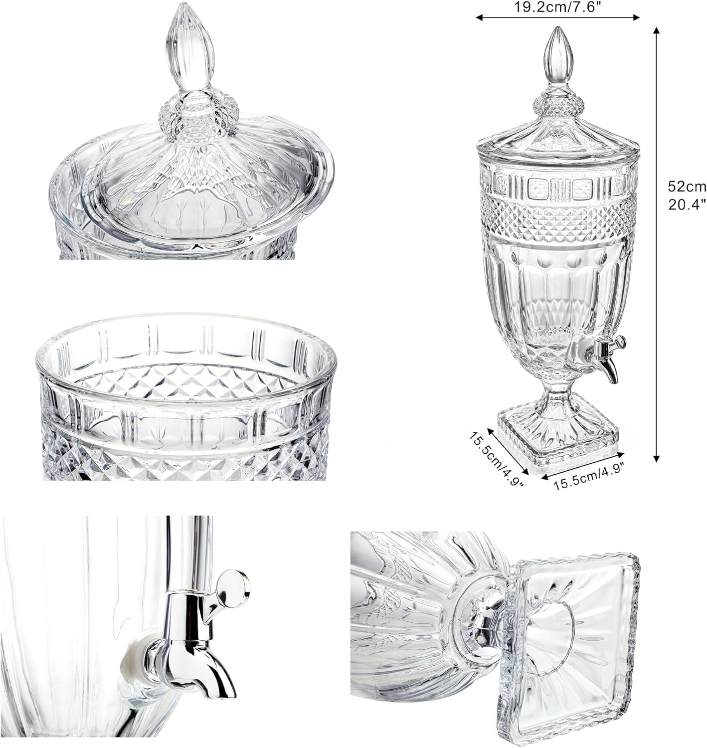 1.3 Gallon Glass Beverage Dispenser with Spigot - Ideal for Parties, Weddings, and Bars - Leak Proof Juice Server