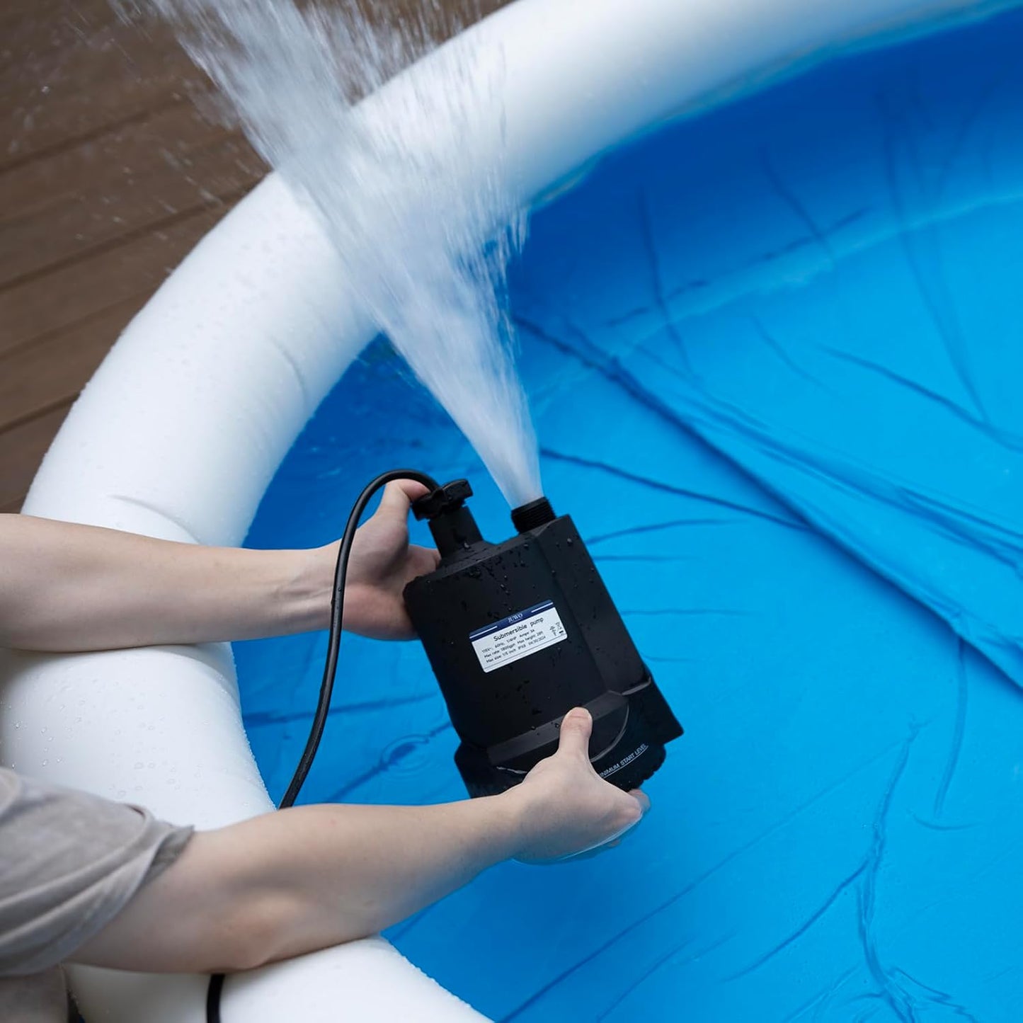 1/3 HP JUWO Submersible Sump Pump - 2000GPH Thermoplastic Electric Water Pump for Swimming Pool, Tub, Basement, Garden Pond - Portable Utility Pump with 10ft Cord