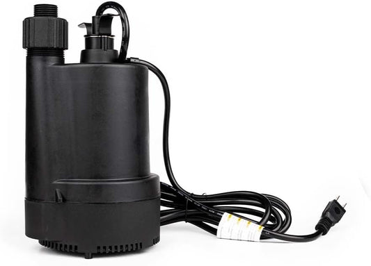 1/3 HP Submersible Water Pump 2400GPH for Swimming Pools, Ponds, Gardens, and Basements - Electric Utility Pump with 10 ft Cord - FangFarm Black
