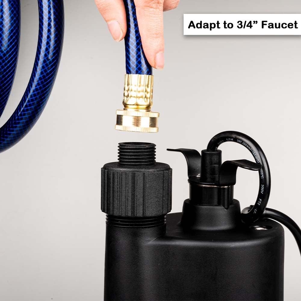 1/3 HP Submersible Water Pump 2400GPH for Swimming Pools, Ponds, Gardens, and Basements - Electric Utility Pump with 10 ft Cord - FangFarm Black