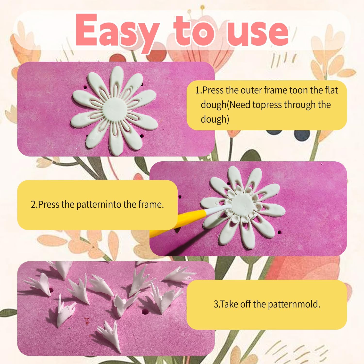 13-Piece Fondant Flower Leaf Cutter Set for Cake Decoration - Gum Paste Petal Mold Kit with Cherry Blossom, Daisy, and Periwinkle Designs