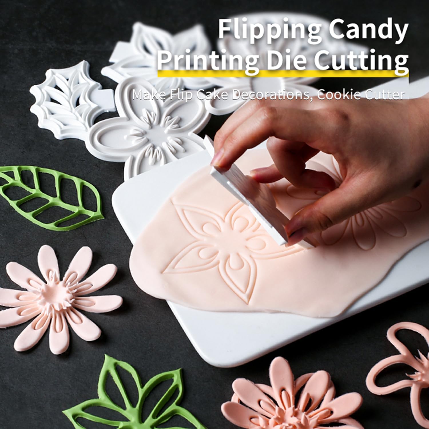 13-Piece Fondant Flower Leaf Cutter Set for Cake Decoration - Gum Paste Petal Mold Kit with Cherry Blossom, Daisy, and Periwinkle Designs