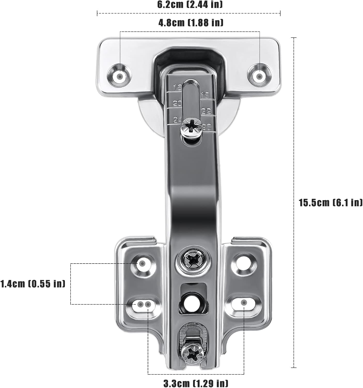 135 Degree Lazy Susan Hinge Face Frame Plate for Folded Door - 1 Pair, Cold Rolled Steel Metal Hinges for Corner Cabinet