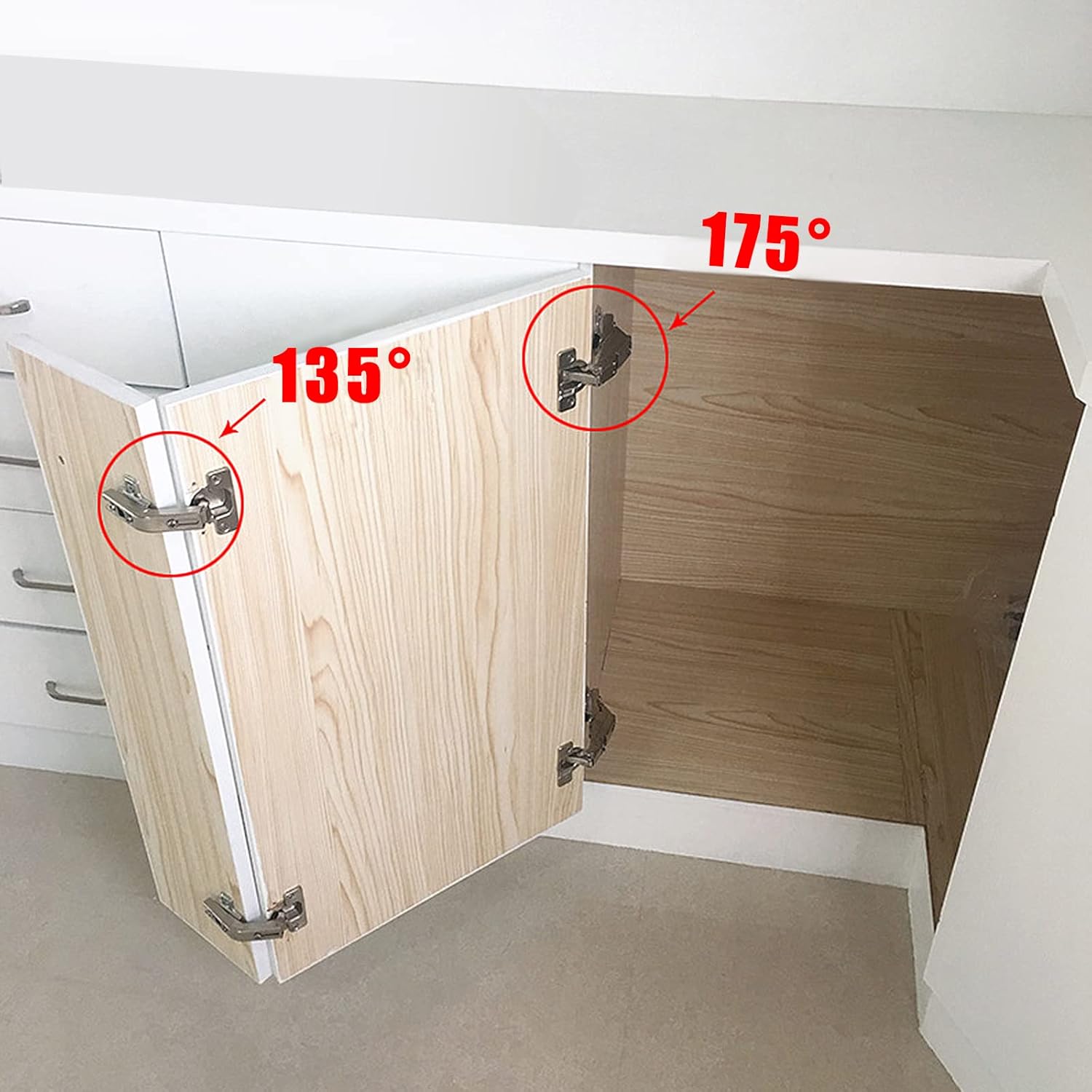 135 Degree Lazy Susan Hinge Face Frame Plate for Folded Door - 1 Pair, Cold Rolled Steel Metal Hinges for Corner Cabinet