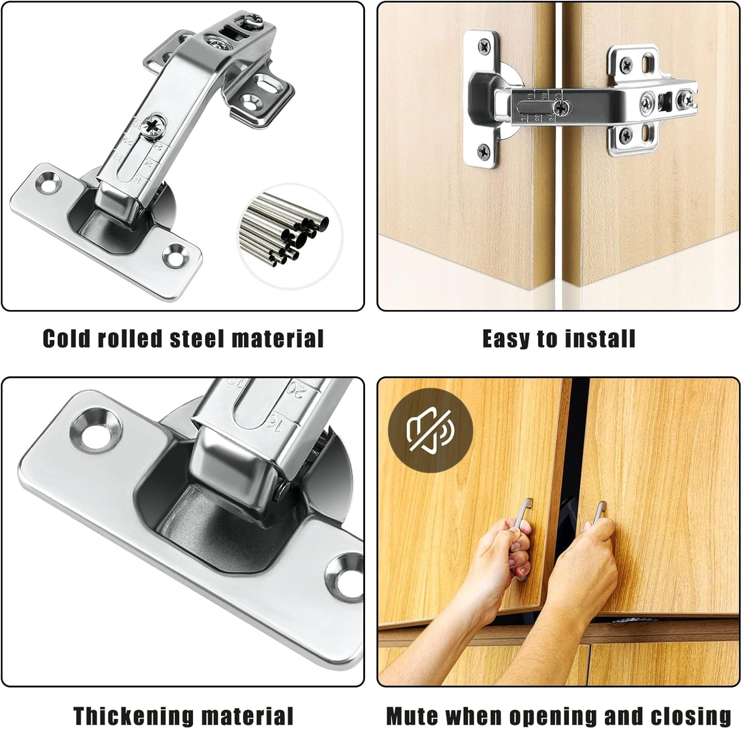 135 Degree Lazy Susan Hinge Face Frame Plate for Folded Door - 1 Pair, Cold Rolled Steel Metal Hinges for Corner Cabinet