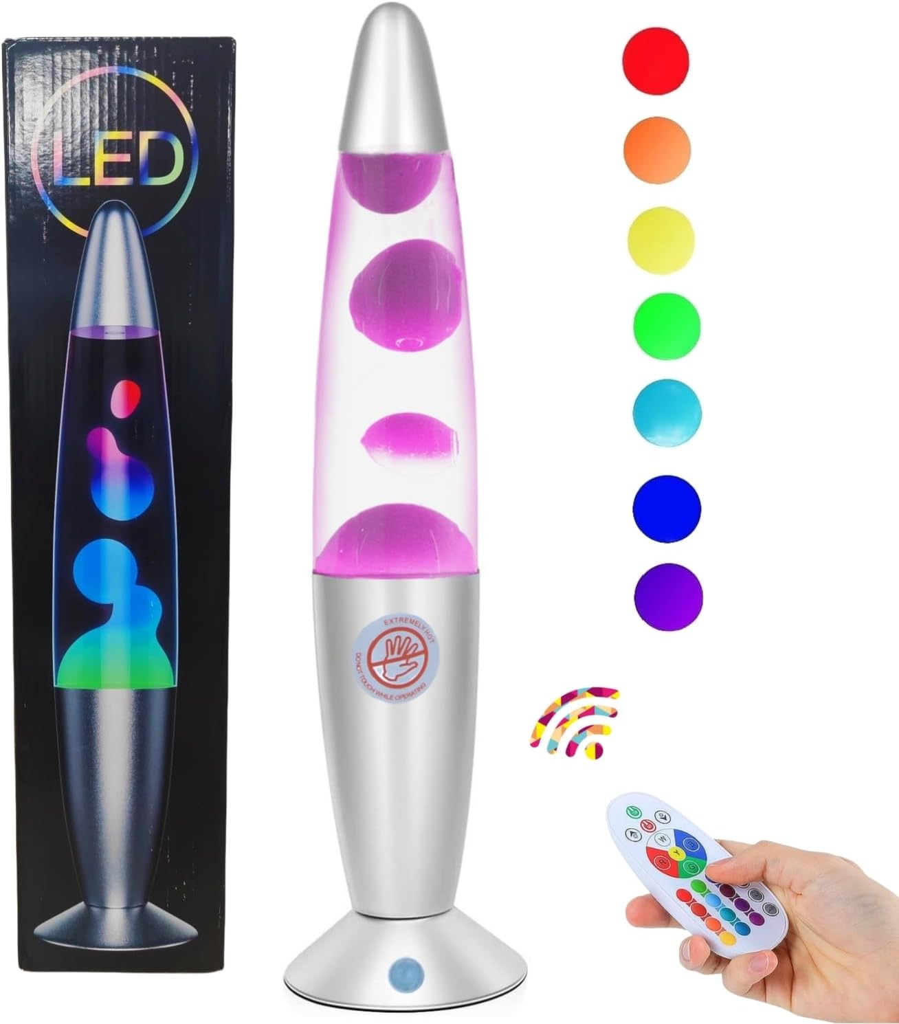 13.5" LED Liquid Motion Lamp with Remote Control - 17 Color Transitions, Soothing Night Light for Home, Office, Bedroom