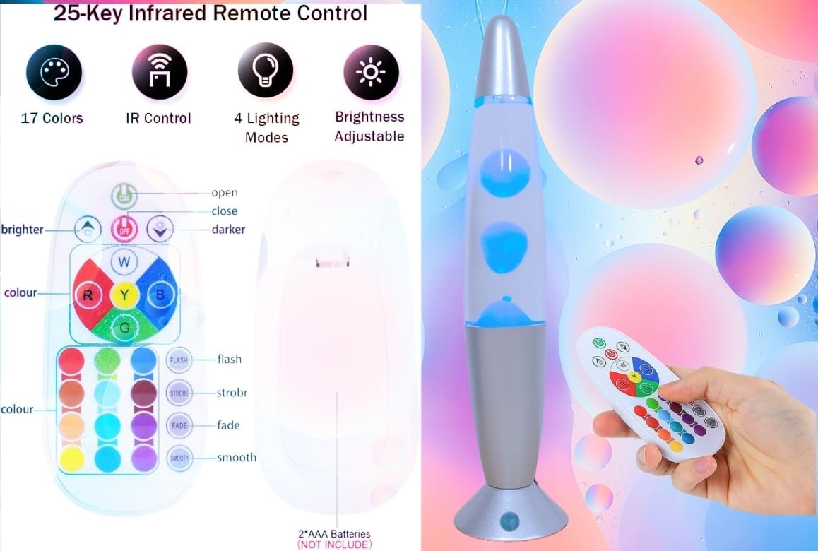 13.5" LED Liquid Motion Lamp with Remote Control - 17 Color Transitions, Soothing Night Light for Home, Office, Bedroom
