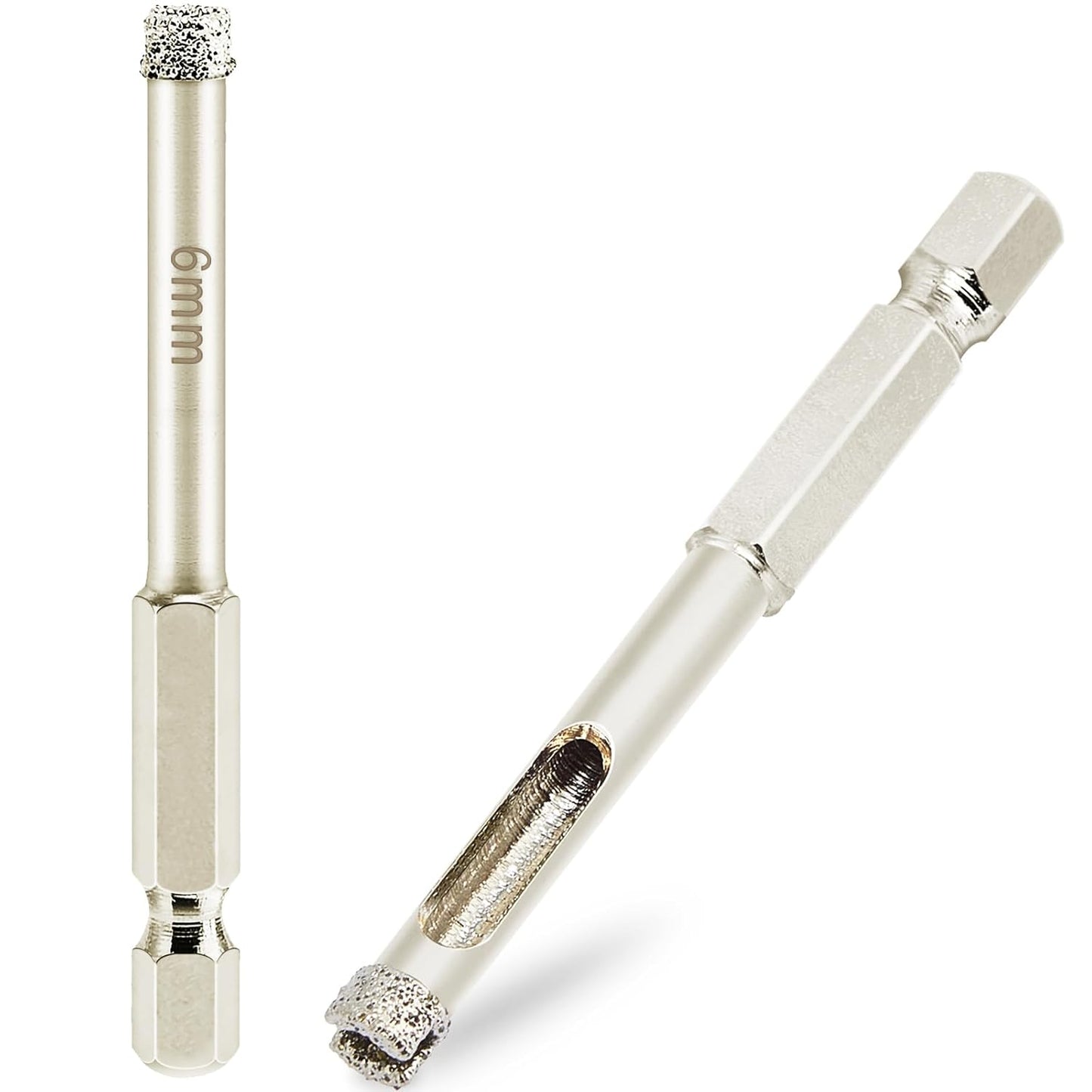 1/4" Diamond Hole Saw 2 Pack for Porcelain Tile Glass Granite - Wet Use Diamond Drill Bit 6mm Tile Bits