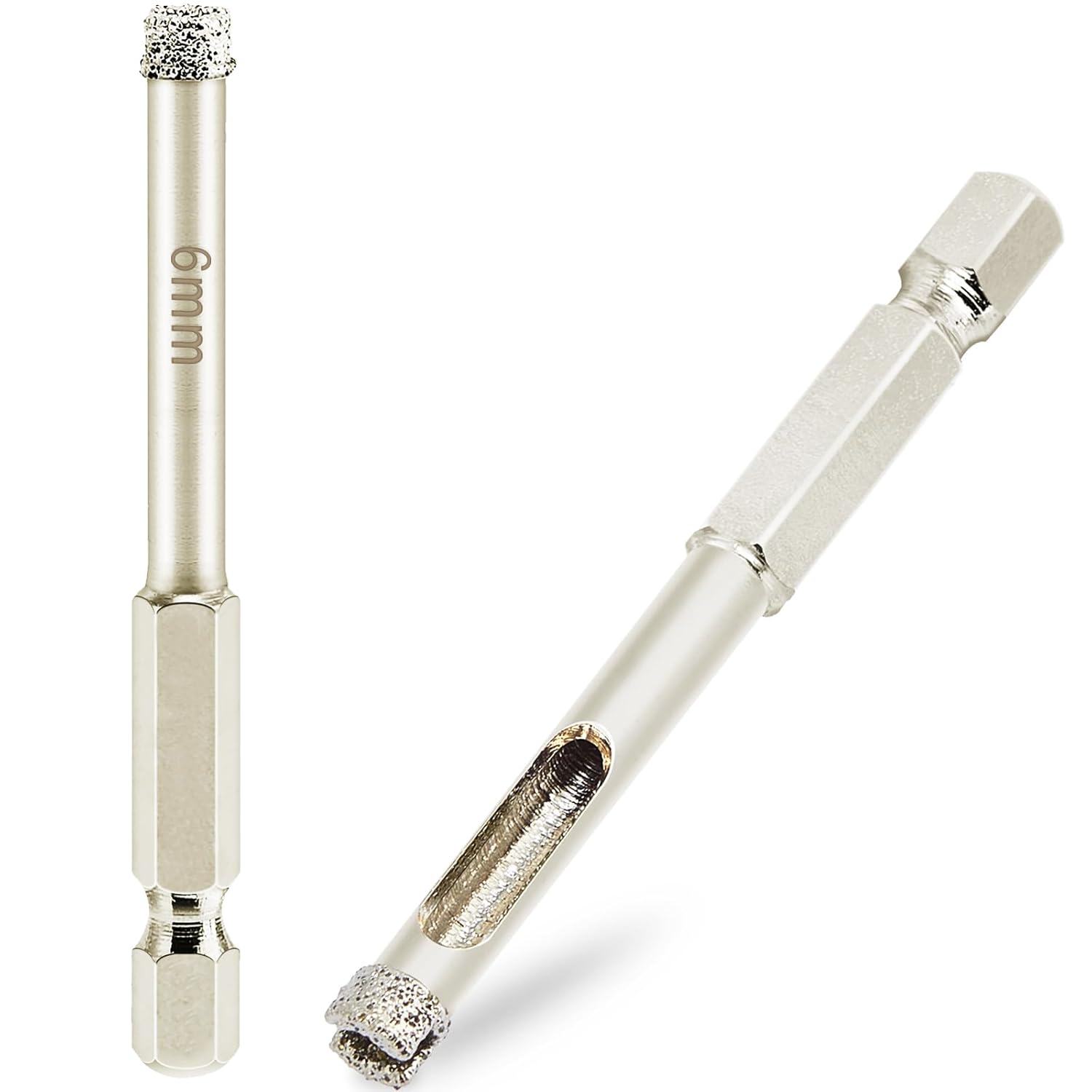 1/4" Diamond Hole Saw 2 Pack for Porcelain Tile Glass Granite - Wet Use Diamond Drill Bit 6mm Tile Bits