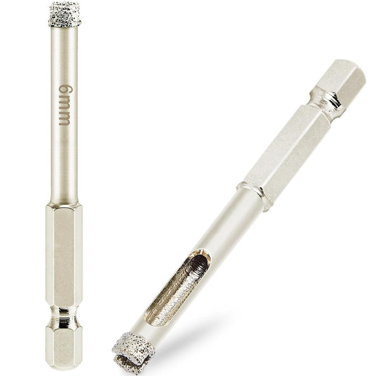 1/4" Diamond Hole Saw 2 Pack for Porcelain Tile Glass Granite - Wet Use Diamond Drill Bit 6mm Tile Bits