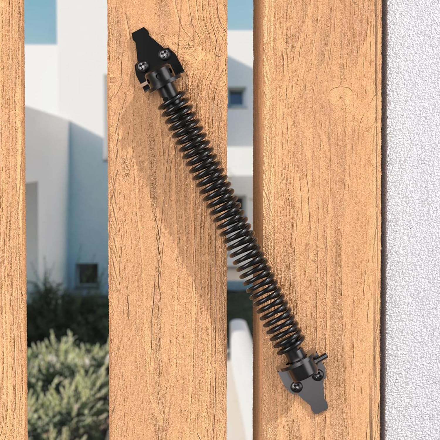 14" Heavy Duty Carbon Steel Self Closing Gate Spring with Adjustable Tool - Black Metal Fence Closer & Latch