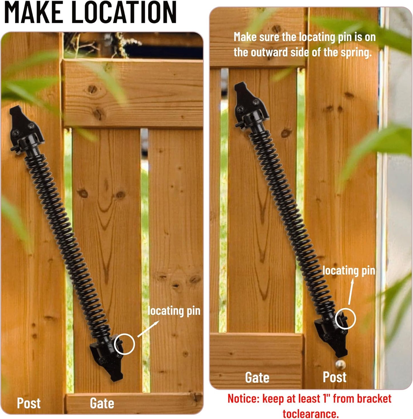 14" Heavy Duty Self-Closing Gate Spring for Outdoor Fences - Black, Adjustable Tool - 1 Pack