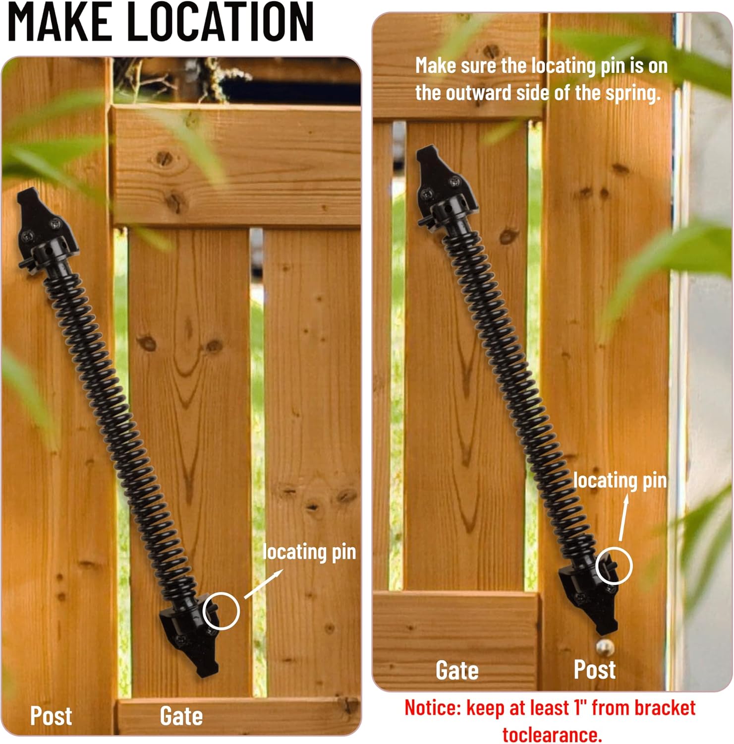14" Heavy Duty Self-Closing Gate Spring for Outdoor Fences - Black, Adjustable Tool - 1 Pack