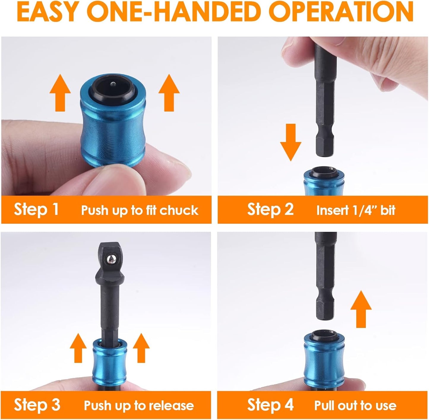1/4 Hex Shank Socket Screwdriver Drill Bit Holder Keychain for Dad - Impact Driver Extension Bar - Cool Gadgets for Men at Christmas