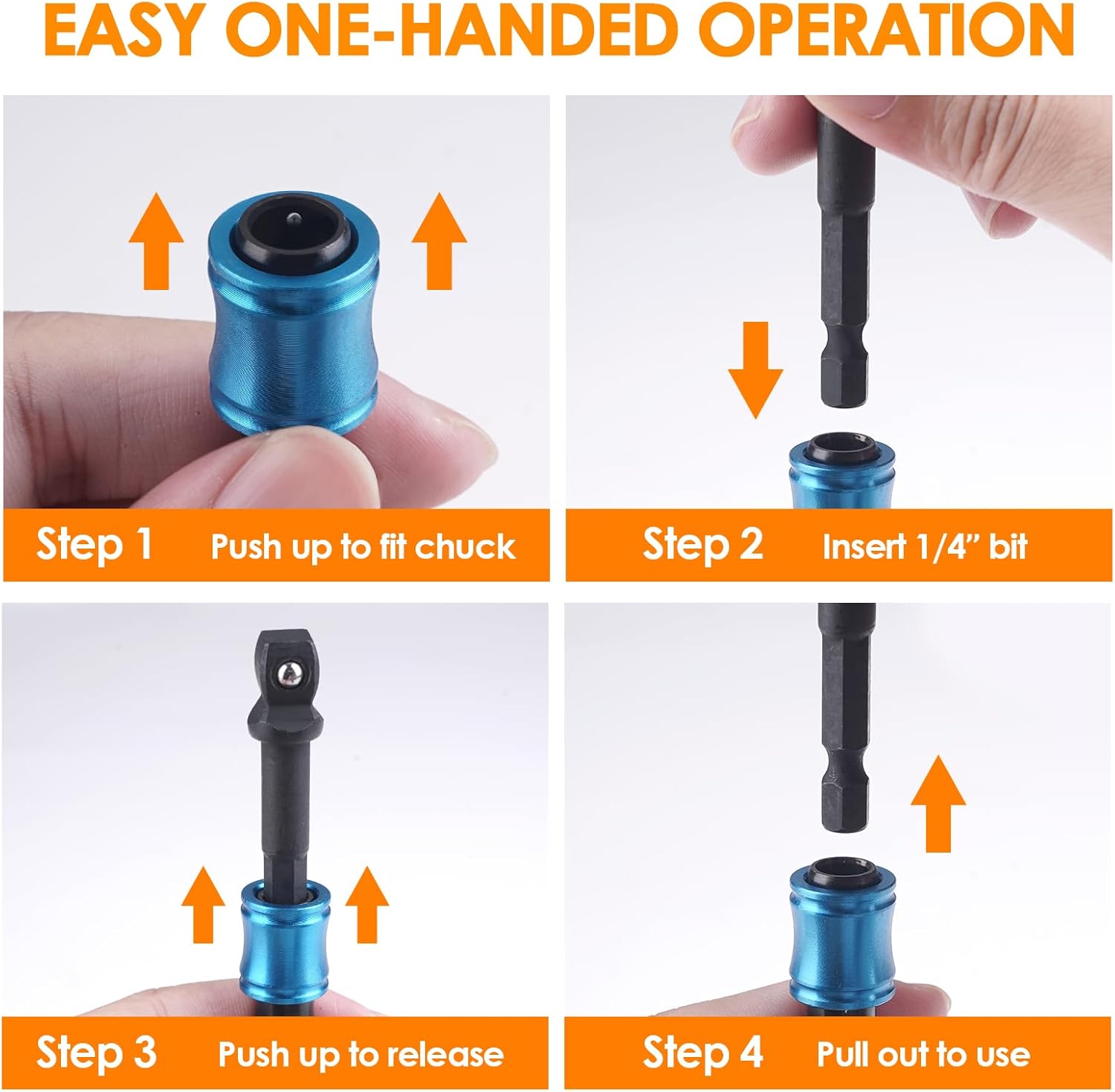 1/4 Hex Shank Socket Screwdriver Drill Bit Holder Keychain for Dad - Impact Driver Extension Bar - Cool Gadgets for Men at Christmas