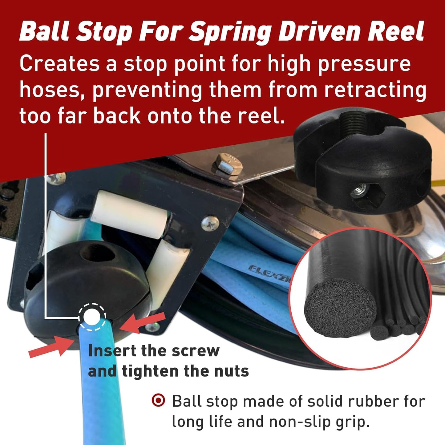 1/4 Inch Air Hose Reel Ball Stopper - Prevents Tangling and Damage - Compatible with Air Hoses
