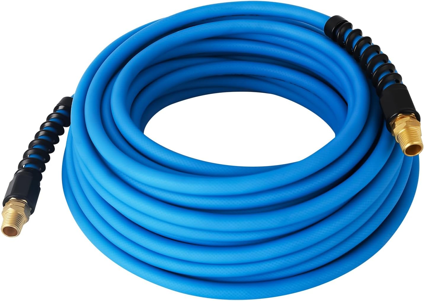1/4 Inch All-Weather Rubber Air Hose - 50ft Lightweight, Flexible, Kink Resistant - 300 PSI Compressor Hose with Universial Coupler