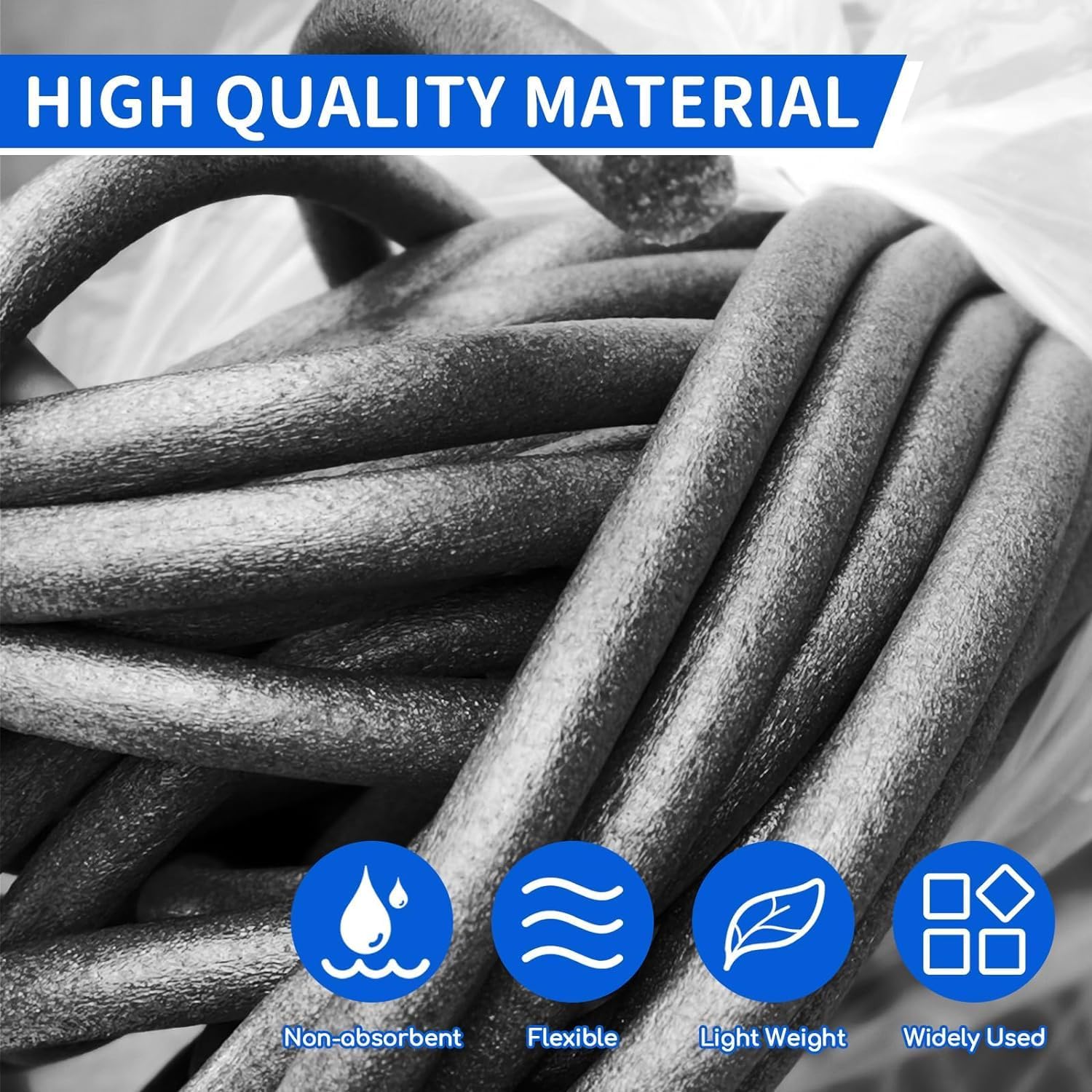 1/4 Inch BHUCUTU Foam Backer Rod - 33 Feet - Concrete Crack Filler & Joint Gap Filler - Caulk Saver & Backing Rod - Rope for Concrete Joints