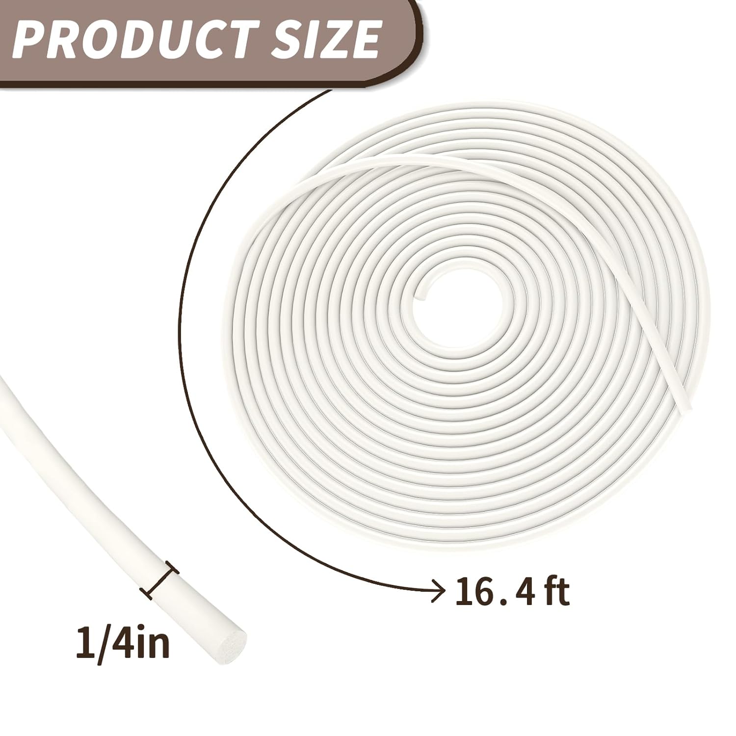 1/4 Inch EPDM Rubber Backer Rod for Concrete Joints, Filling Gaps, Driveway & Wall Cracks - 16.4 Ft Length