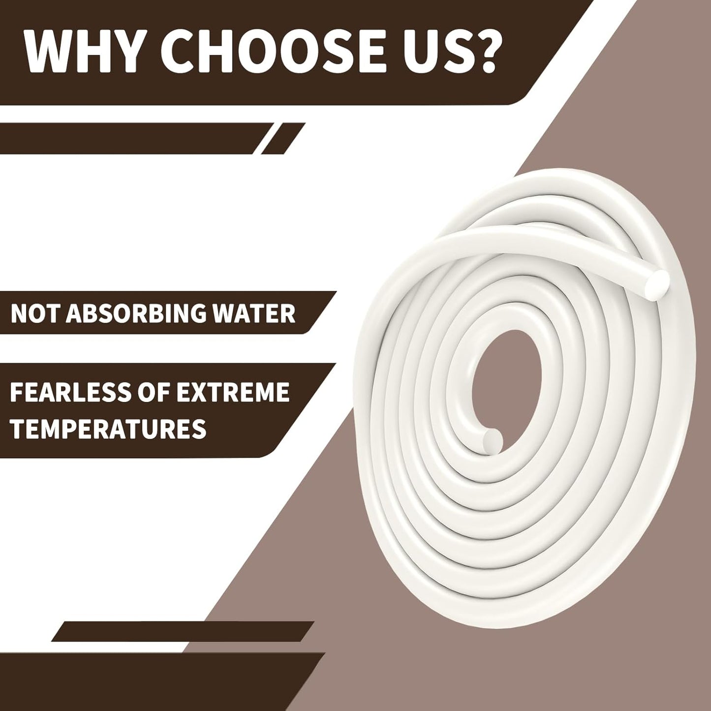 1/4 Inch EPDM Rubber Backer Rod for Concrete Joints, Filling Gaps, Driveway & Wall Cracks - 16.4 Ft Length