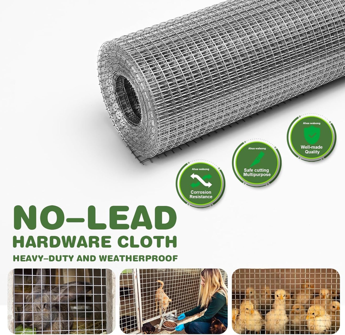 1/4 Inch Galvanized Wire Mesh Roll 4'' x 10' (23 GA) - Ideal for Chicken Coops, Rabbit Fences, Poultry Enclosures, Crafting, and Screening