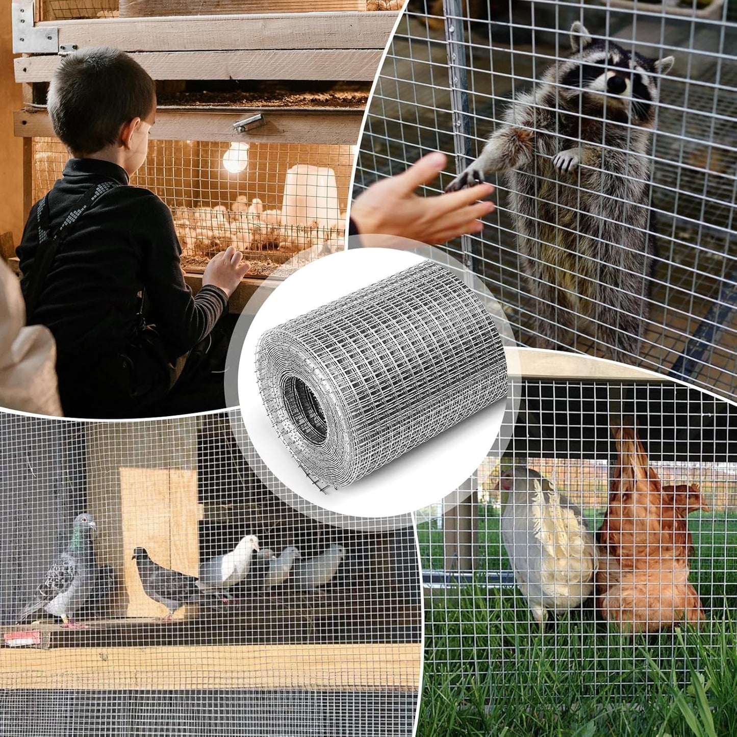1/4 Inch Galvanized Wire Mesh Roll 4'' x 10' (23 GA) - Ideal for Chicken Coops, Rabbit Fences, Poultry Enclosures, Crafting, and Screening