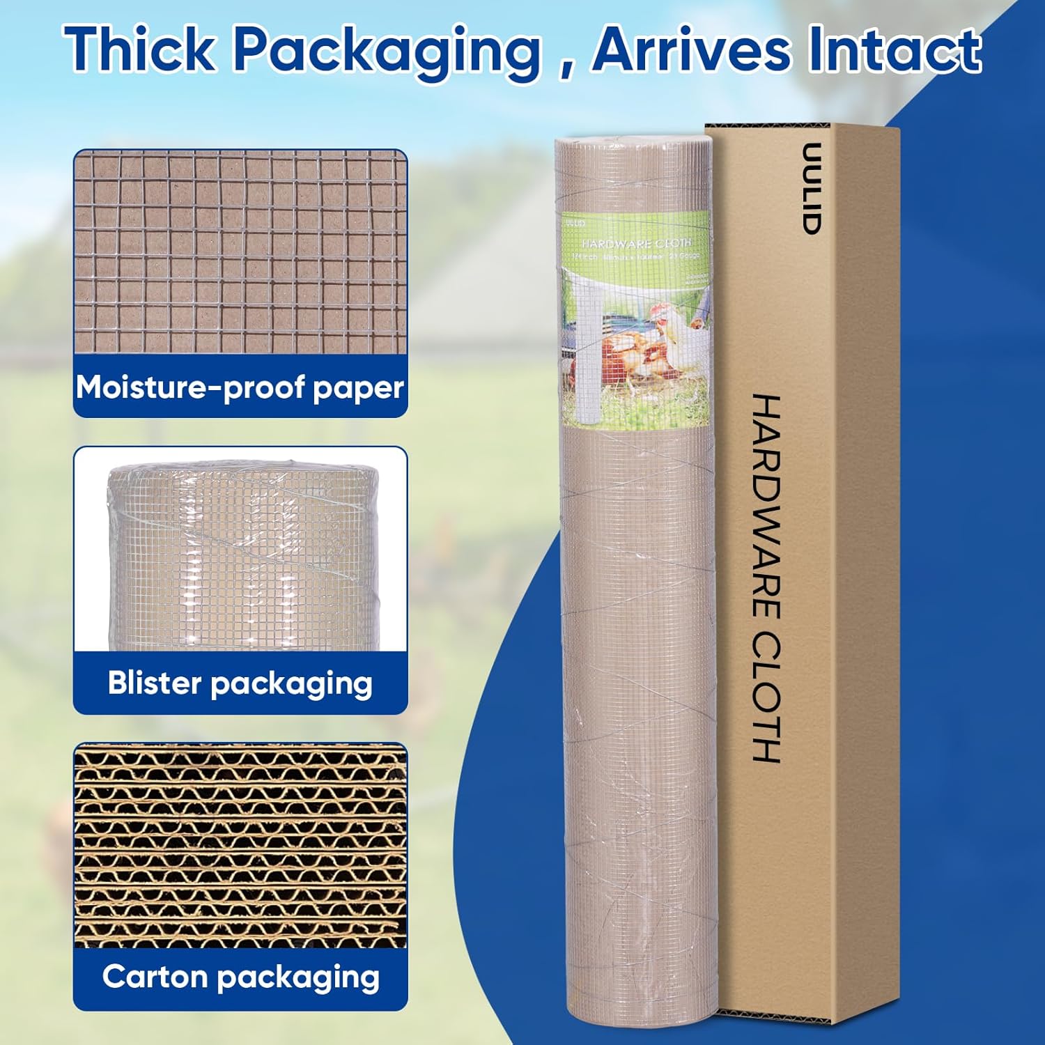 1/4 Inch Hardware Cloth 48x100 ft Roll - 23 Gauge Hot Dipped Galvanized Wire Mesh for Fencing, Chicken Coops, Rabbit Hutches